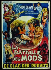 y535 BATTLE OF THE MODS Belgian movie poster '66 Ricky Shayne, drugs!