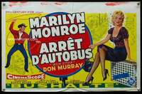 y540 BUS STOP Belgian '57 cowboy Don Murray with lasso & full-length sexy Marilyn Monroe!