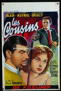 y544 COUSINS Belgian movie poster '59 Claude Chabrol, French!