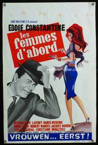 y582 LADIES FIRST Belgian movie poster '63 Eddie Constantine