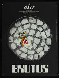 y212 AKCJA BRUTUS Czech 23x31 movie poster '71 Grygar artwork!