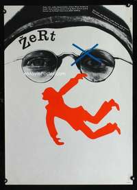 y235 ZERT Czech 23x32 movie poster '69 Josef Somr, cool Grygar art!
