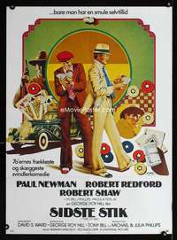 y094 STING Danish movie poster '74Paul Newman,Robert Redford,Moll art