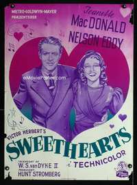 y095 SWEETHEARTS Danish movie poster '38 Jeanette MacDonald, Eddy