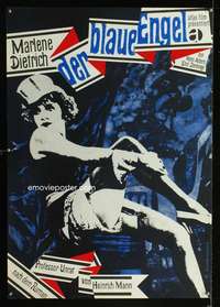 y133 BLUE ANGEL German movie poster R1963 Nosbisch art of Dietrich!