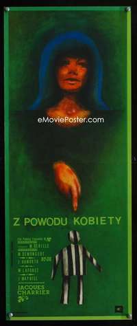 y241 BECAUSE BECAUSE OF A WOMAN Polish 12x29 movie poster '63 cool art