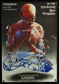 y284 GANDHI Polish movie poster '82 Ben Kingsley, cool Woutman art!