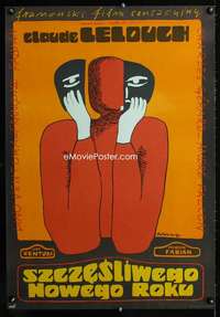 y253 HAPPY NEW YEAR Polish 23x33 movie poster '74 Lelouch, cool art!