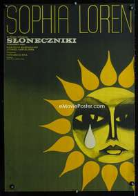 y270 SUNFLOWER Polish 23x33 movie poster '70 De Sica, cool Gorka art!