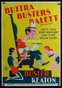 y004 FREE & EASY Swedish movie poster '30 cool art of Buster Keaton!