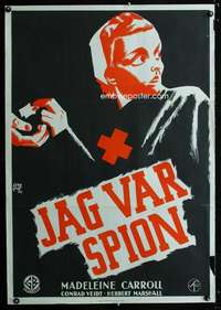 y009 I WAS A SPY Swedish movie poster '33 Lundqvist art of Carroll!