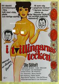 y010 IN THE SIGN OF GEMINI Swedish movie poster '75 sexy artwork!
