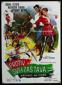 y624 AGAINST ALL FLAGS Yugoslavian movie poster R76 Flynn, O'Hara