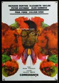 y630 COMEDIANS Romanian movie poster '67 Richard Burton, cool art!