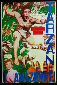 y680 TARZAN & THE AMAZONS Yugoslavian movie poster '60s Weissmuller