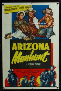 a015 ARIZONA MANHUNT one-sheet movie poster '51 Rough-Ridin' Kids!