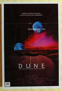 a114 DUNE Aust one-sheet movie poster '84 Lynch, classic two moons image!