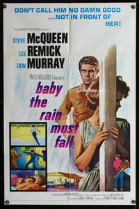 a023 BABY THE RAIN MUST FALL one-sheet movie poster '65 Steve McQueen