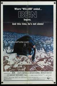 a032 BEN one-sheet movie poster '72 lots of killer rats, Willard 2!