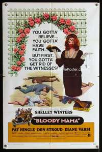 a042 BLOODY MAMA one-sheet movie poster '70 AIP, crazy Shelley Winters!