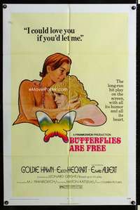 a055 BUTTERFLIES ARE FREE one-sheet movie poster '72 Goldie Hawn, Albert