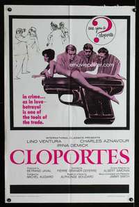 a080 CLOPORTES one-sheet movie poster '66 sexy half-clad girl on gun!