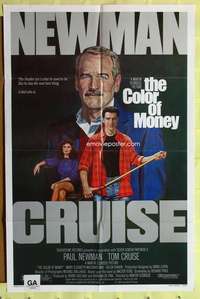 a083 COLOR OF MONEY one-sheet movie poster '86 Paul Newman, Tom Cruise