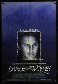 a088 DANCES WITH WOLVES DS one-sheet movie poster '90 Kevin Costner