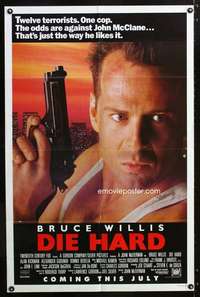 a102 DIE HARD advance one-sheet movie poster '88 Bruce Willis, Alan Rickman