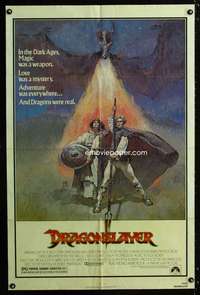 a110 DRAGONSLAYER one-sheet movie poster '81 Jeff Jones fantasy artwork!