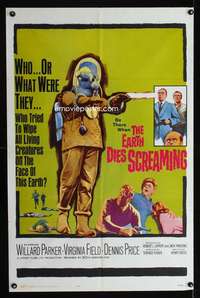 a115 EARTH DIES SCREAMING one-sheet movie poster '64 Terence Fisher, sci-fi