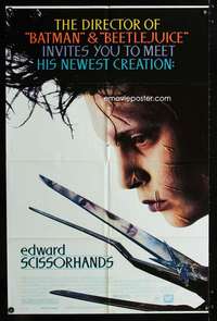 a117 EDWARD SCISSORHANDS one-sheet movie poster '90 Tim Burton, Johnny Depp