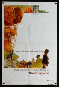 a119 EMIGRANTS one-sheet movie poster '72 Max Von Sydow, Liv Ullmann
