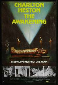 a022 AWAKENING English one-sheet movie poster '80 Charlton Heston, Egypt!