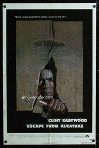 a126 ESCAPE FROM ALCATRAZ one-sheet movie poster '79 Eastwood, Lettick art!