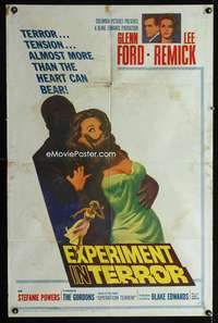 a135 EXPERIMENT IN TERROR one-sheet movie poster '62 Glenn Ford, Remick