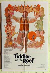 a146 FIDDLER ON THE ROOF one-sheet movie poster '72 Topol, Ted CoCOnis art!