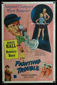 a148 FIGHTING TROUBLE one-sheet movie poster '56 Bowery Boys, Jergens