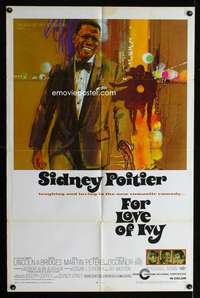 a166 FOR LOVE OF IVY one-sheet movie poster '68 cool art of Sidney Poitier
