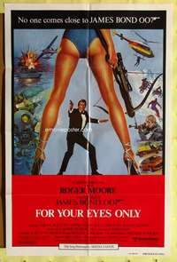 a169 FOR YOUR EYES ONLY int'l one-sheet movie poster '81 Moore as James Bond!