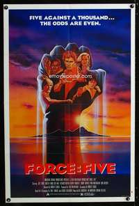 a171 FORCE 5 one-sheet movie poster '81 Joe Lewis, five against a thousand!