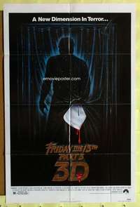 a180 FRIDAY THE 13th 3 - 3D one-sheet movie poster '82 slasher sequel!