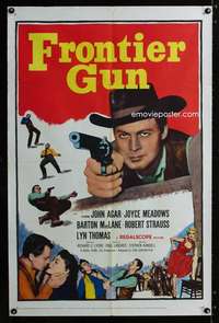 a183 FRONTIER GUN one-sheet movie poster '58 John Agar, Meadows
