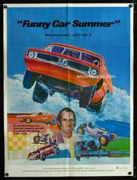 a185 FUNNY CAR SUMMER one-sheet movie poster '73 cool drag racing art!