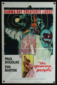 a187 GAMMA PEOPLE one-sheet movie poster '56 G-gun paralyzes nation!