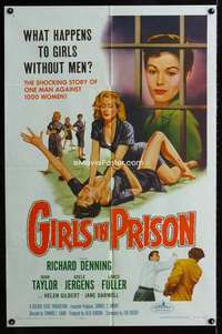 a197 GIRLS IN PRISON one-sheet movie poster '56 classic bad girl image!