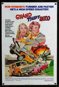 a208 GRAND THEFT AUTO one-sheet movie poster '77 Ron Howard, Solie art!