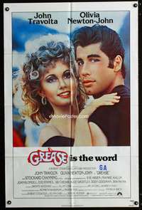 a210 GREASE int'l one-sheet movie poster '78 Travolta, Olivia Newton-John