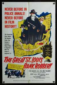 a214 GREAT ST LOUIS BANK ROBBERY one-sheet movie poster '59 Steve McQueen