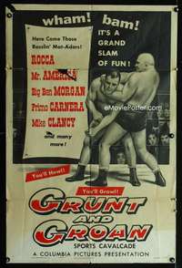 a222 GRUNT & GROAN one-sheet movie poster '54 wrestling sports cavalcade!